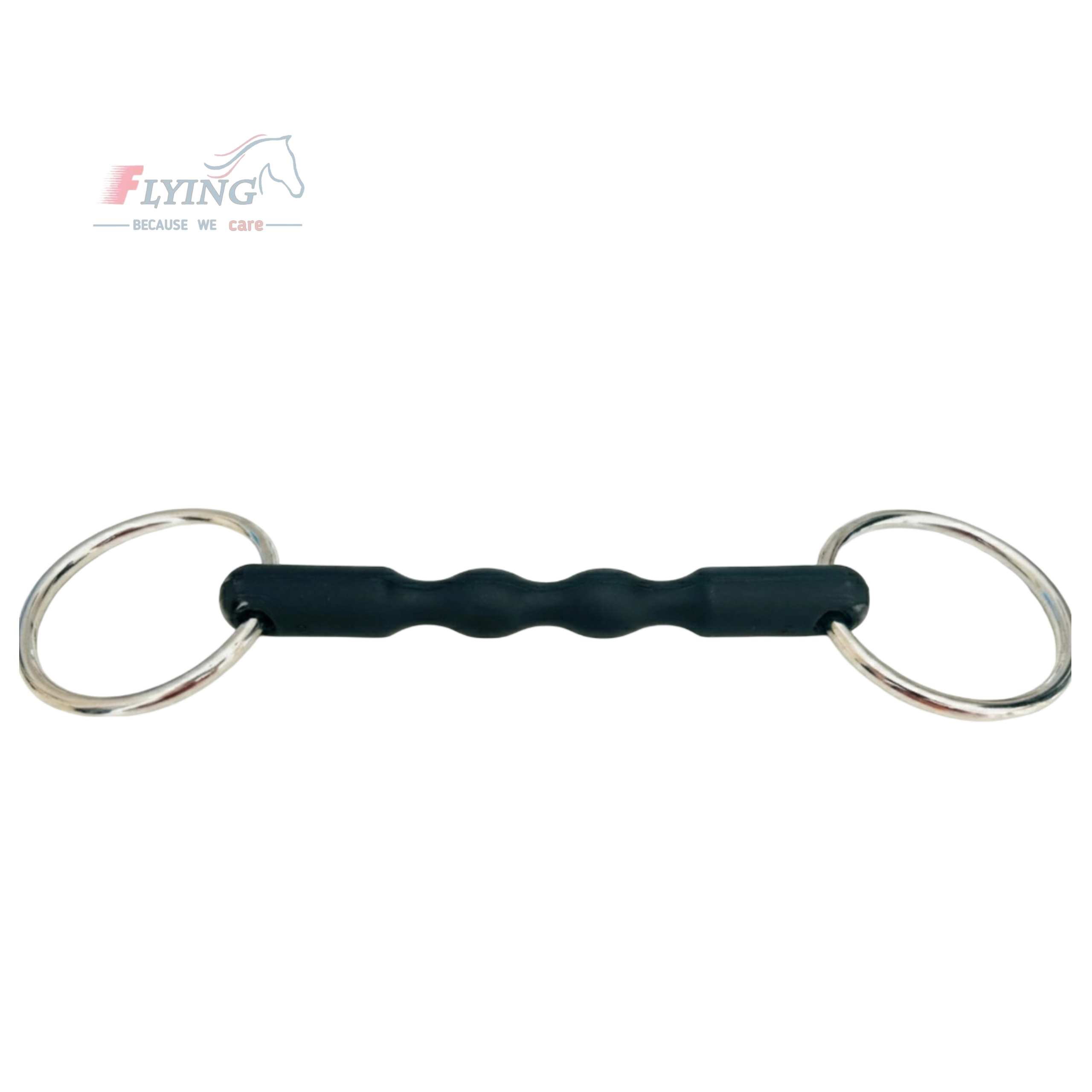 Untitled design - 2026-01-29T210728.674 Black Flexible Apple Nylon Loose Ring Ripple Bar Mouth Snaffle Bit - Image 1