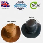 Australian Western style Cowboy Real Leather Outback Bush hat with Chin Strap
